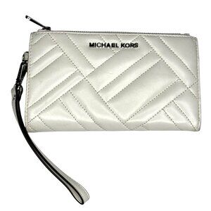 Michael Kors Quilted White Leather Wristlet Wallet